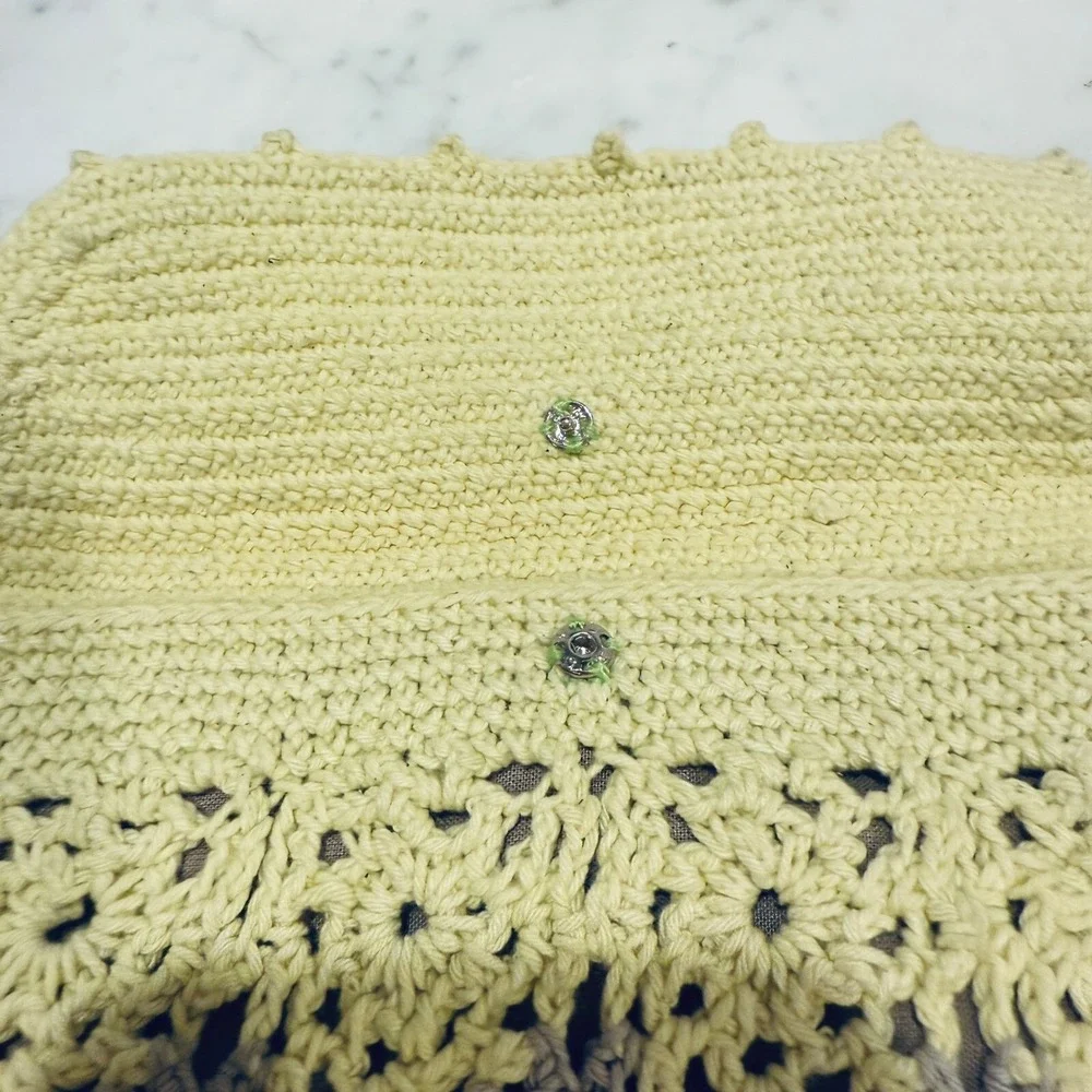 Crochet Clutch Purse Handbag Bohemian Style‎ Snap Closure Wristlet